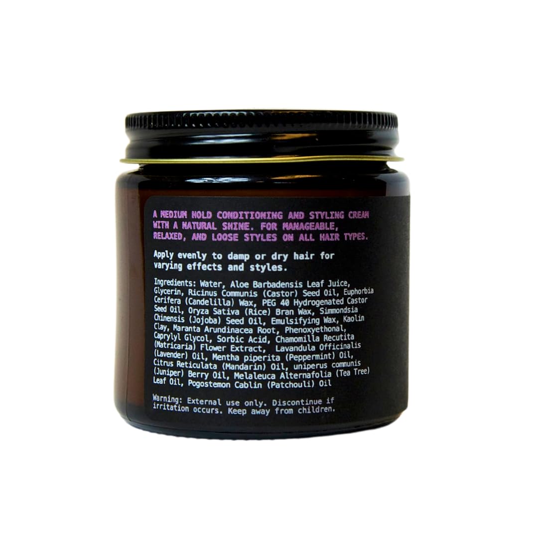 O'Douds Styling Treatment Hair Cream - Texturizing Cream - Medium Hold, Natural Shine - Manageable, Relaxed, Textured & Natural Styles - Lavender & Peppermint Scent, 4 Oz