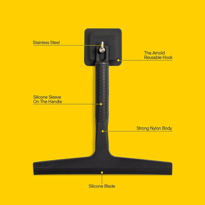 Tooletries the Squeegee & Hook - All Purpose Shower Squeegee for Glass Doors, Silicone Grip, Bathroom Cleaner Tool Household Window Mirror Squeegee, Bathroom Accessories & Cleaning Supplies - 10 Inch
