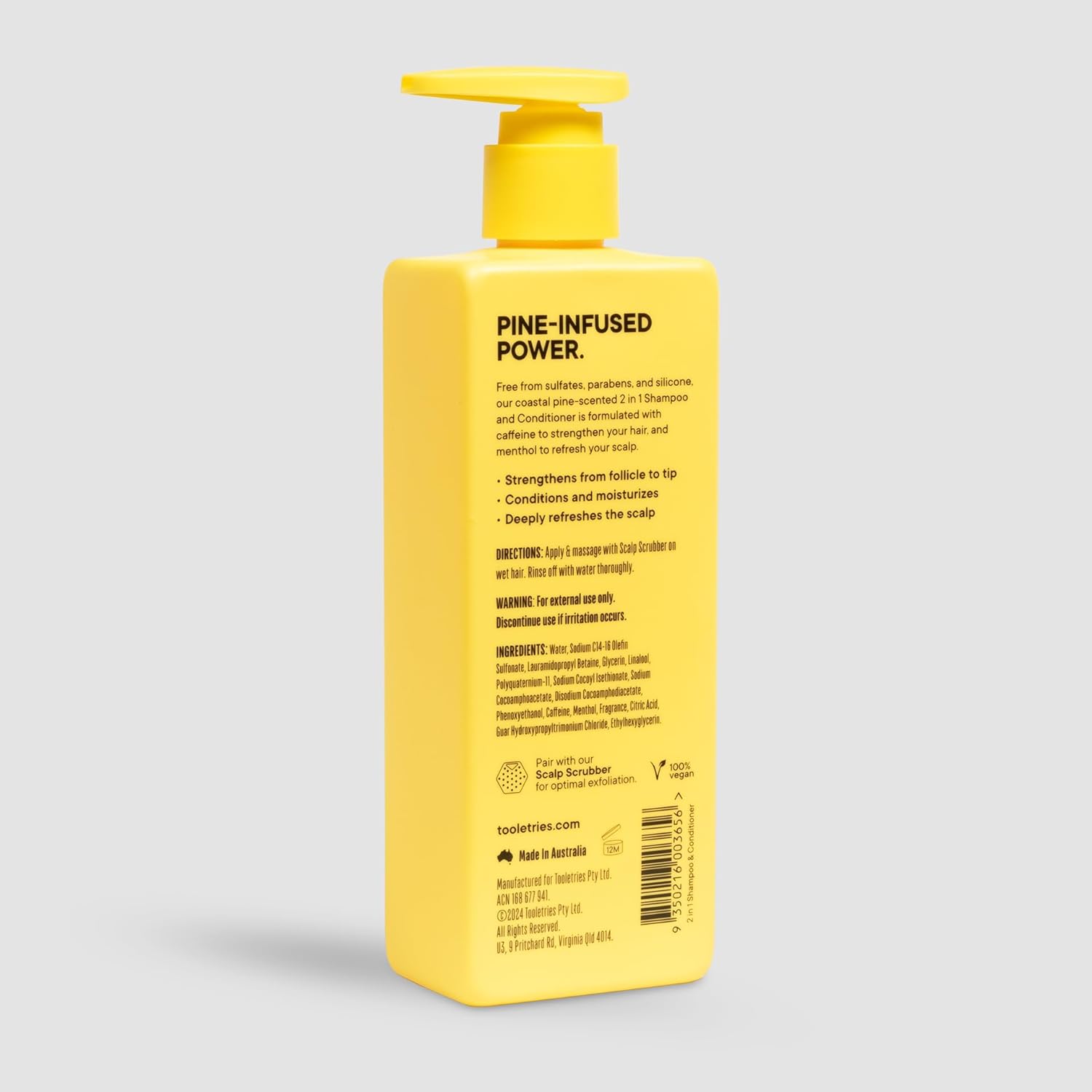 Tooletries 2-In-1 Coastal Pine Men'S Shampoo and Conditioner - Pine Scented Hair Wash with Menthol and Caffeine to Promote Hair Growth, Sulfate and Paraben Free - 10.1 Oz / 300Ml