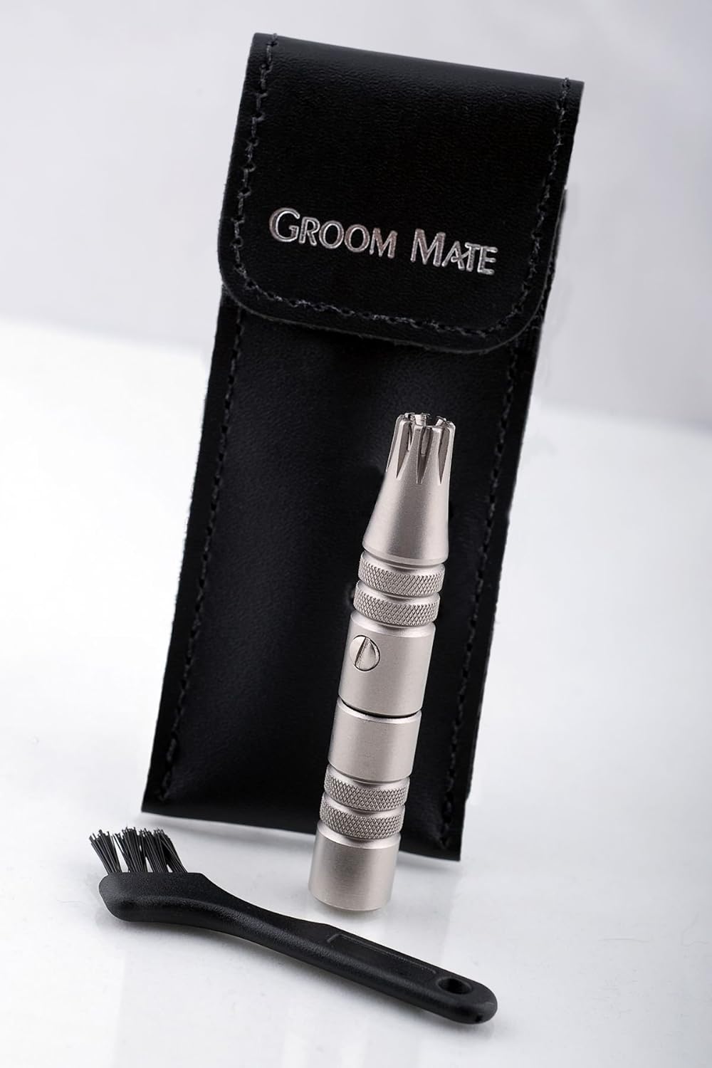Groom Mate Platinum XL Nose & Ear Hair Trimmer with Leather Pouch & Brush - Engineered to Last a Lifetime - Made in USA