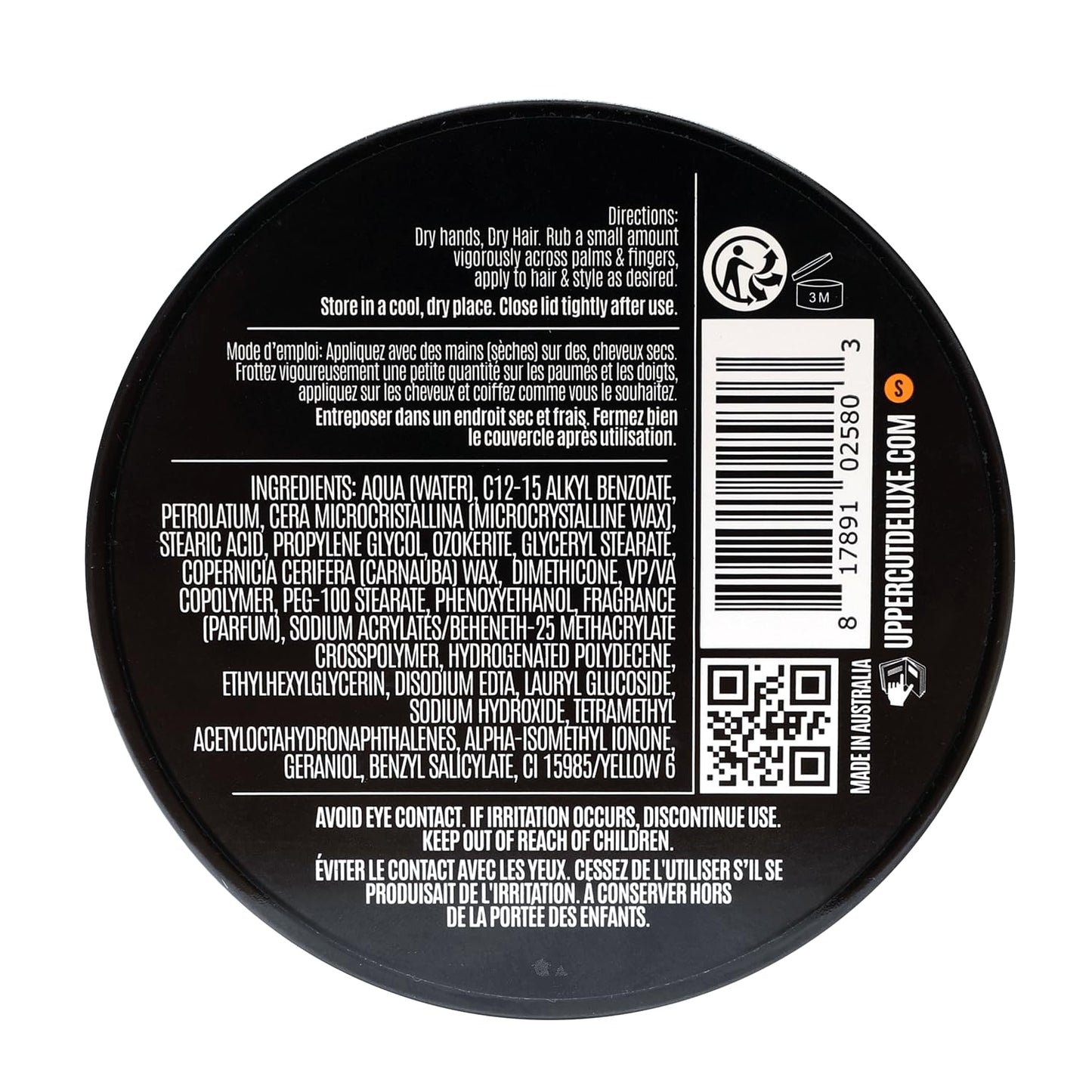 Uppercut Deluxe Texture Cream, Re-Workable, Pliable Hold, Natural Finish, 3.5 Oz / 100G