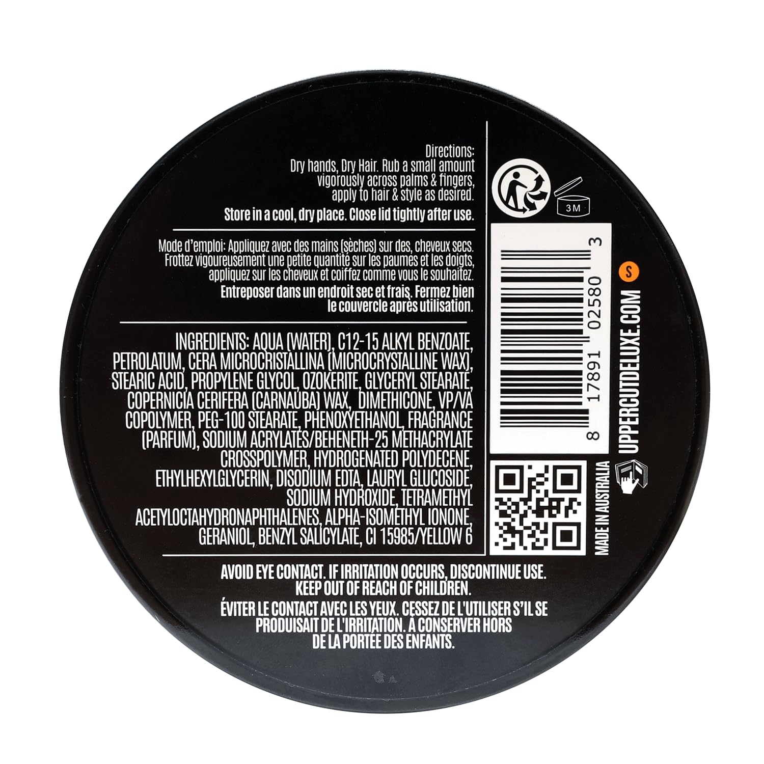 Uppercut Deluxe Texture Cream, Re-Workable, Pliable Hold, Natural Finish, 3.5 Oz / 100G