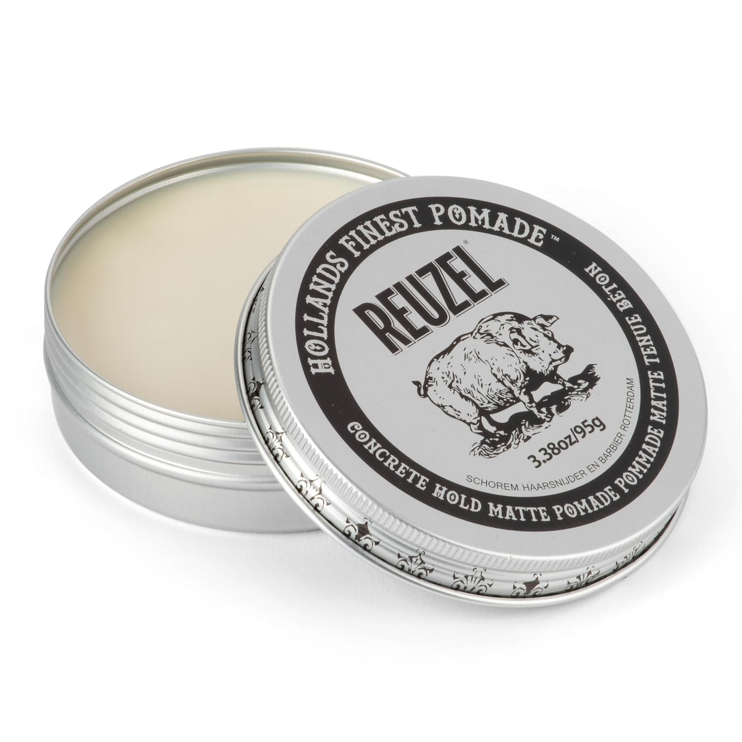 REUZEL Concrete Matte Pomade, Strong All Day Hold, Water Soluble Styling, Matte Finish and Flake Free, Easy to Wash Out, for All Hair Types