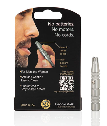 Groom Mate Platinum XL Nose & Ear Hair Trimmer with Leather Pouch & Brush - Engineered to Last a Lifetime - Made in USA