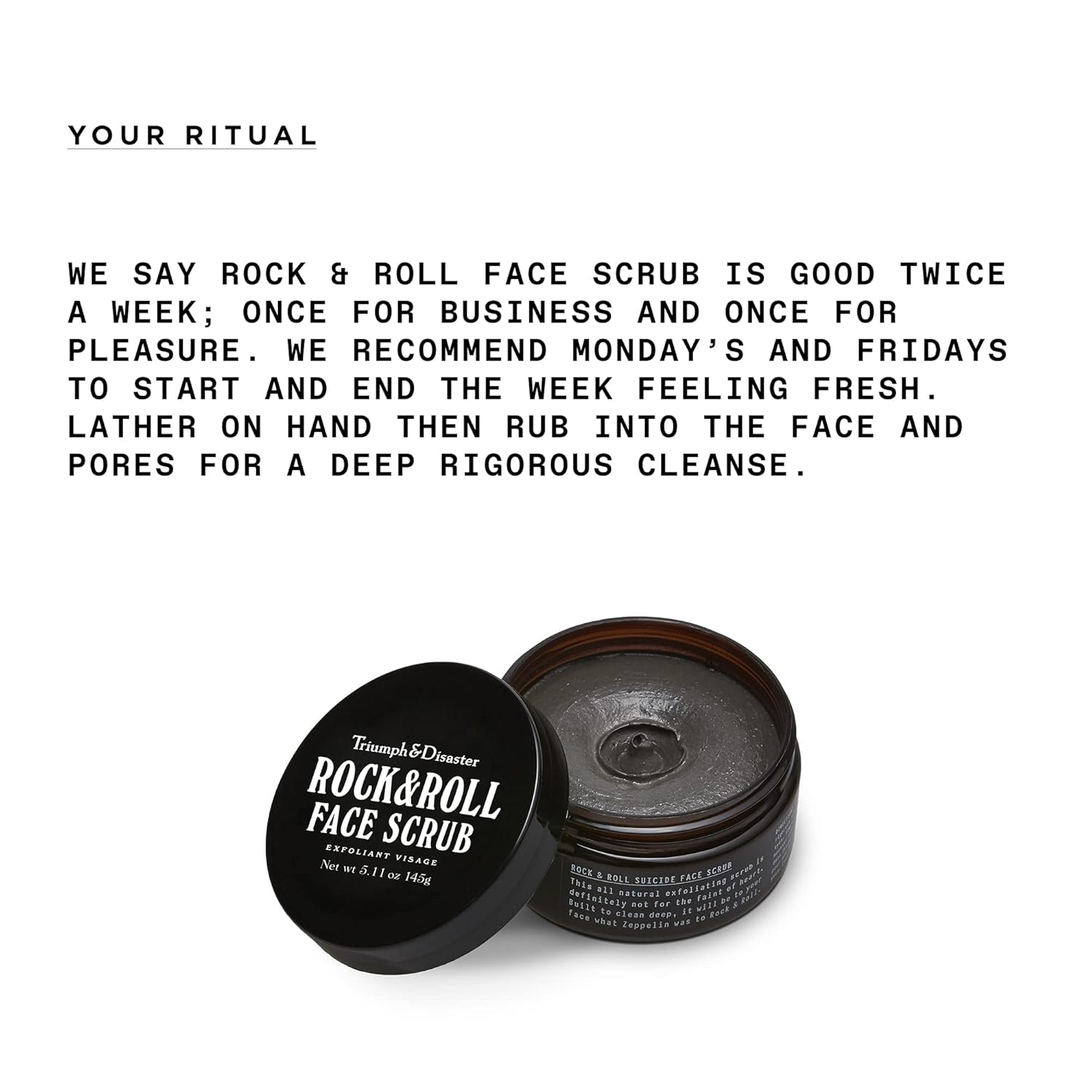 Triumph & Disaster | Rock & Roll Face Scrub for Men | Natural, Exfoliating Pore Cleansing Facial Scrub - Removing Blackheads and Dirt, 5.11 Oz