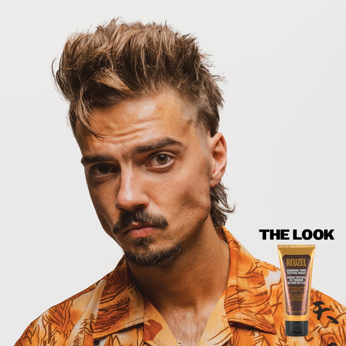 Reuzel Grooming Tonic Texture Cream, Light Hold, Curl Texture and Definition, Natural Shine, Heat Protection, for All Hair Types, 3.38Oz