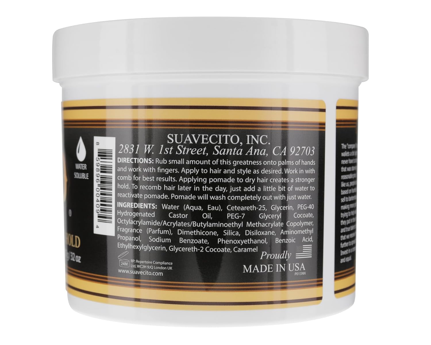 Suavecito Pomade Firme (Strong) Hold - Strong Hold Hair Pomade for Men - Medium Shine Water Based Flake Free Hair Gel - Easy to Wash Out - All Day Hold for All Hair Styles