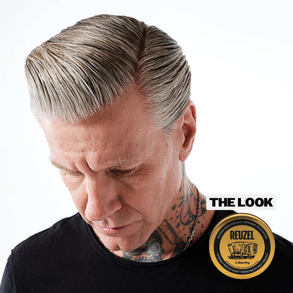 Reuzel and Liquid Death Severed Head Matte Clay Pomade, Strong All Day Hold, Water Soluble, Matte Finish and Non-Greasy Formula, Easy to Wash Out, for All Hair Types, 3.38 Oz