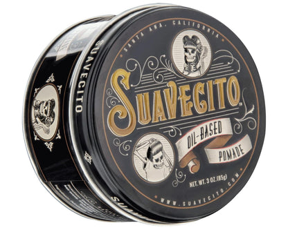 Suavecito Oil Based Pomade 3 Oz Tin Can - Original Scent Hair Styling Long Lasting Hold, Healthy High Shine, for All Hair Types - Smooth Slickback to Pompadour Rockabilly Style Grease
