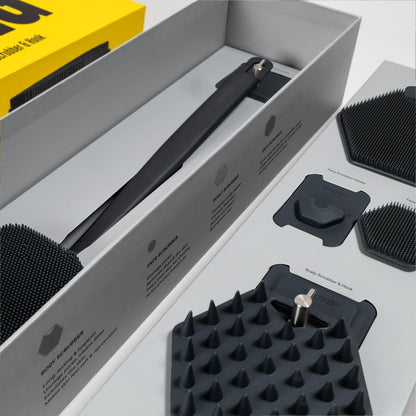 Tooletries the Scrub King - Men'S Silicone Body and Face Scrubber Set - Back Scrubber for Shower, Body Scrubbers, Storage Hooks, & Face Brush Holder - Shower Accessories for Men - Charcoal