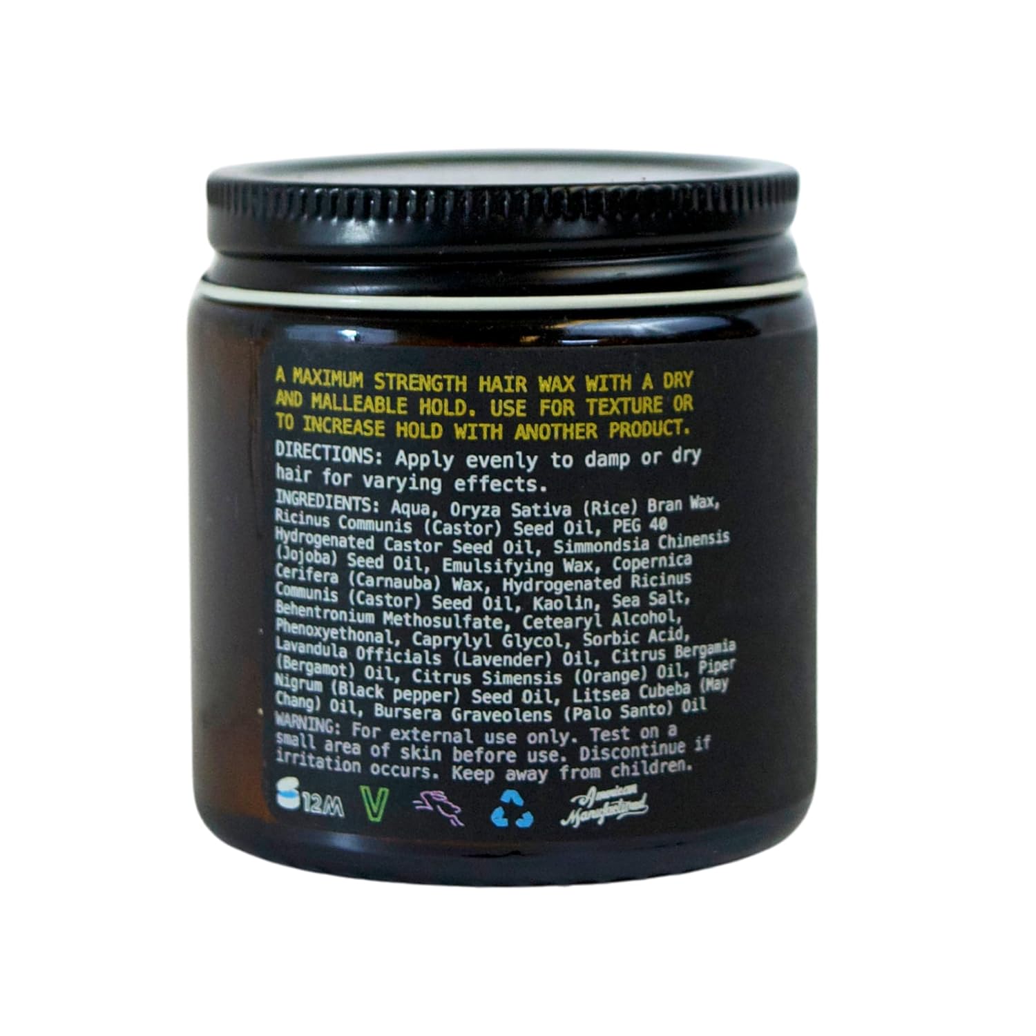 O'Douds Dry Wax - Natural, Dry & Malleable Styling Hair Wax ​- Strong Hold with a Neutral Finish - Bergamot & Green Tea Scent (4Oz.)