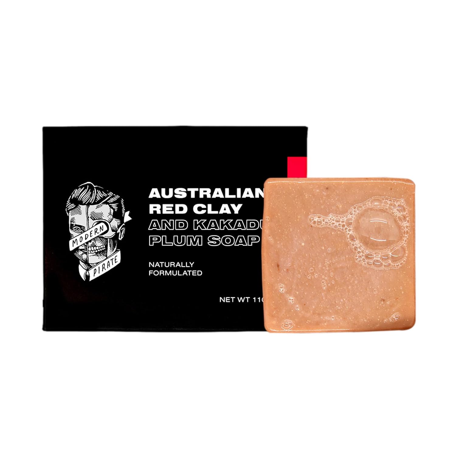 Modern Pirate Australian Red Clay Soap, Kakadu Plum Repair Face & Body Cleanser, 110Gm