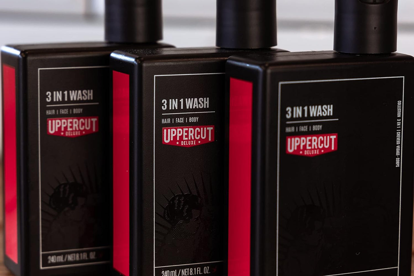 Uppercut Deluxe 3 in 1 Wash for Use on Hair Face & Body, a Gentle Wash Suitable for All Hair Types 8 Fl. Oz. / 240Ml