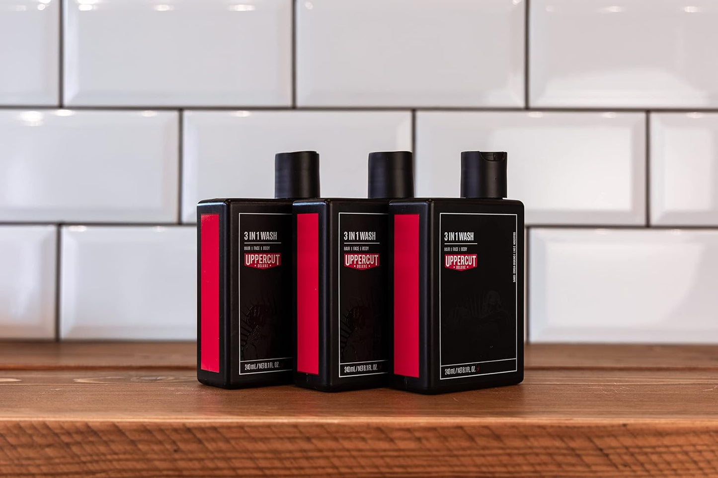 Uppercut Deluxe 3 in 1 Wash for Use on Hair Face & Body, a Gentle Wash Suitable for All Hair Types 8 Fl. Oz. / 240Ml