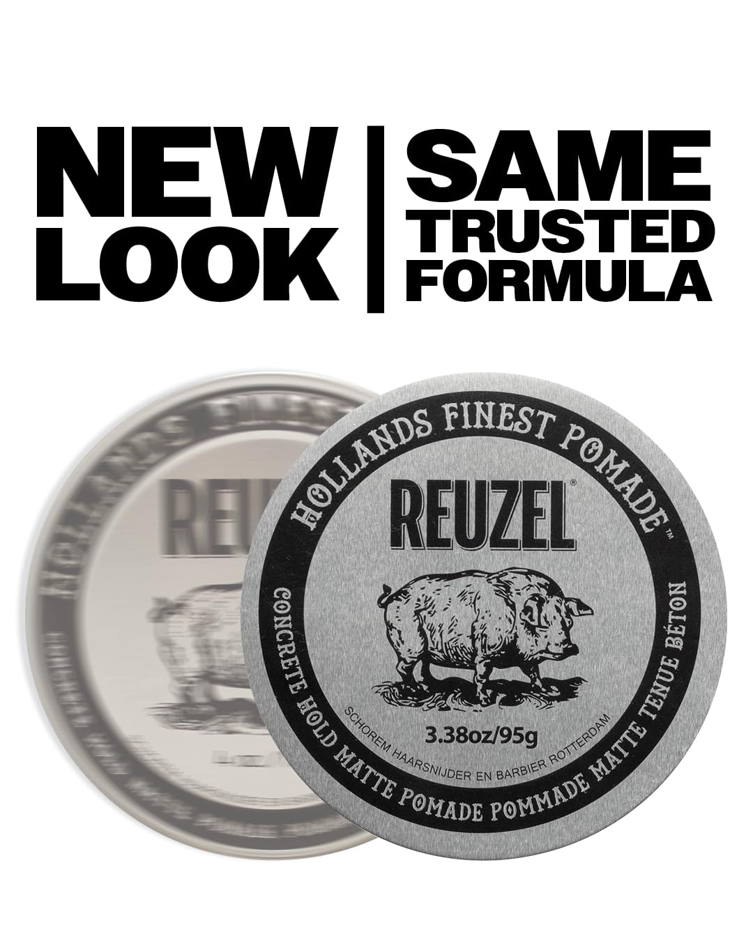 REUZEL Concrete Matte Pomade, Strong All Day Hold, Water Soluble Styling, Matte Finish and Flake Free, Easy to Wash Out, for All Hair Types