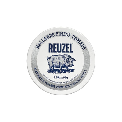Reuzel Clay Matte Pomade, Medium All Day Hold, Water Soluble Styling, No Shine and Flake Free, Easy to Wash Out, for All Hair Types, 1.3Oz