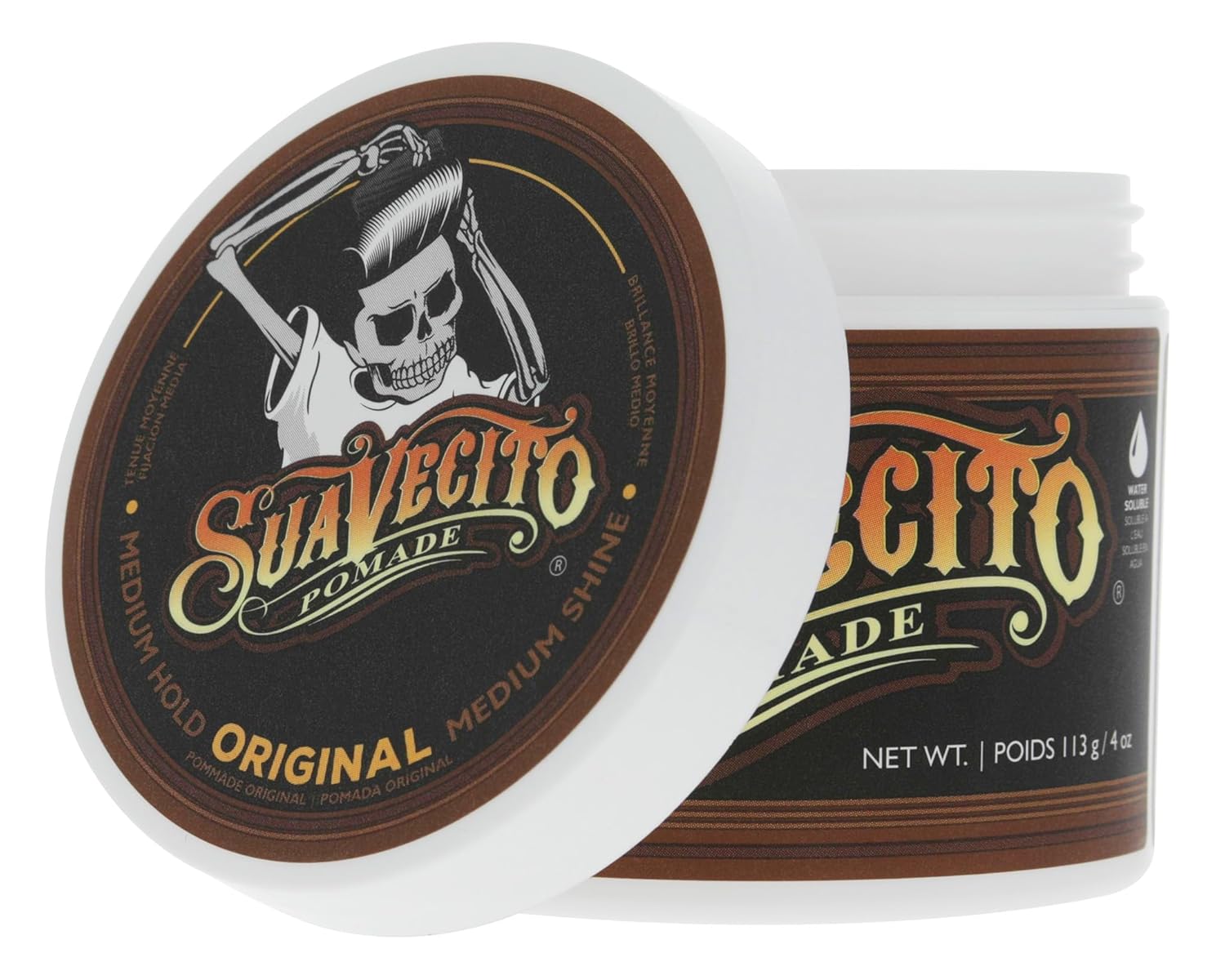 Suavecito Pomade for Men - Medium Hold Shine Water Based Oz Pack Wax like Flake All Day Hair Free Gel Hairstyles Easy to Wash Out
