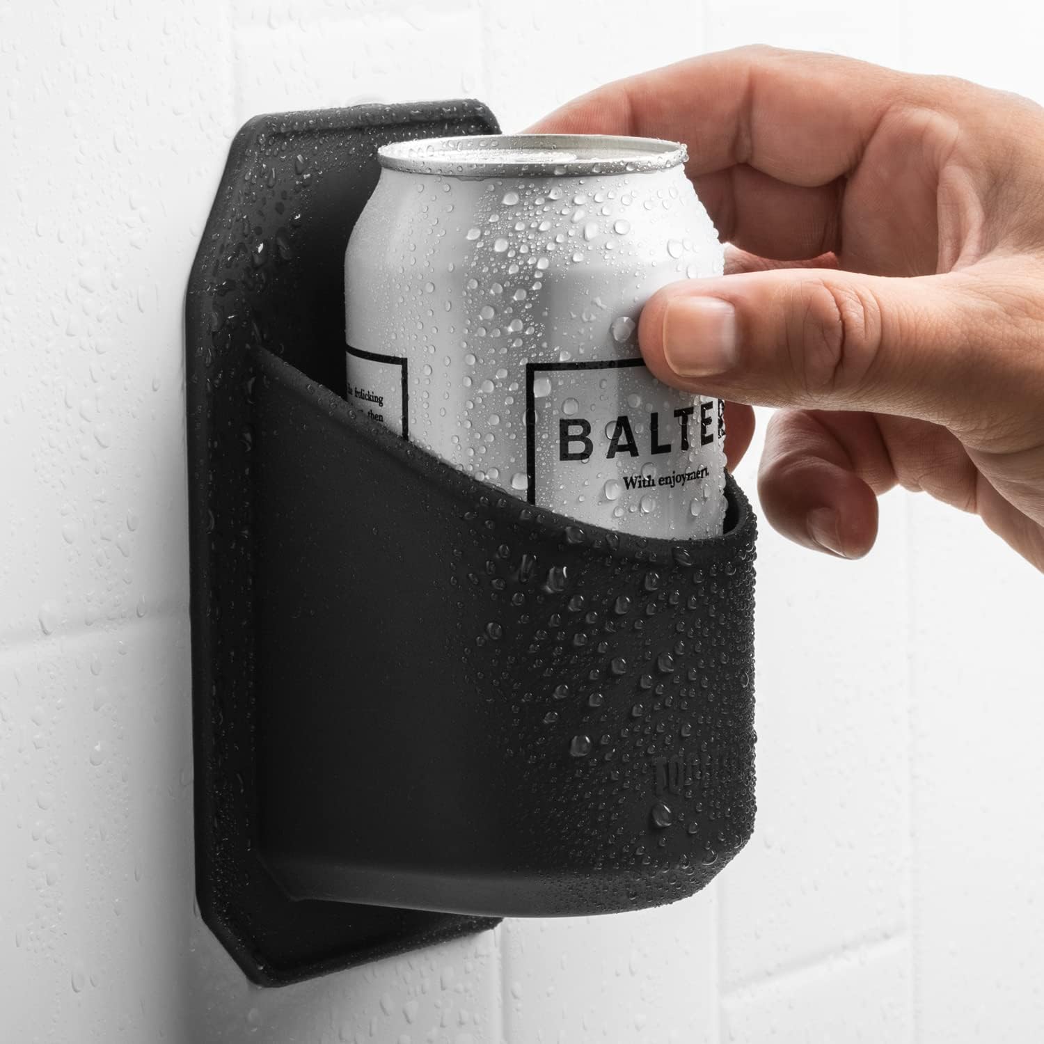 Tooletries Shower Drink Holder - 100% Silicone Can Holder for Beer or Soda - Bathroom Accessory - Silicone-Grip Technology, No Adhesive Needed - in Partnership with 30 Watt - Charcoal