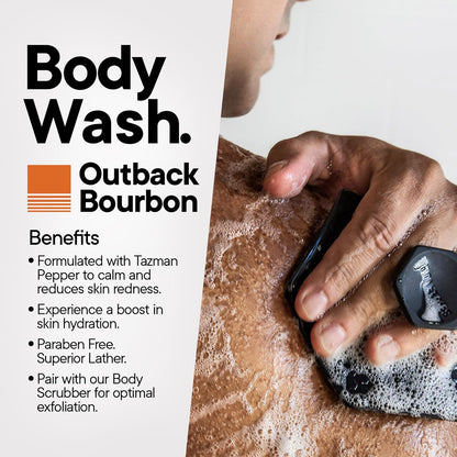 Tooletries Superior Lather Men'S Body Wash - Outback Bourbon Scent - Moisturizing Shower Gel with Tazman Pepper - Extra Fresh, Paraben Free - Reusable Bottle - 500Ml