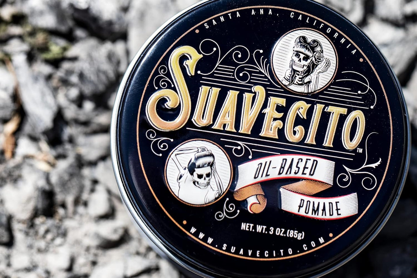 Suavecito Oil Based Pomade 3 Oz Tin Can - Original Scent Hair Styling Long Lasting Hold, Healthy High Shine, for All Hair Types - Smooth Slickback to Pompadour Rockabilly Style Grease