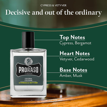 Proraso Eau De Cologne, Cypress and Vetyver, 3.4 Fl Oz