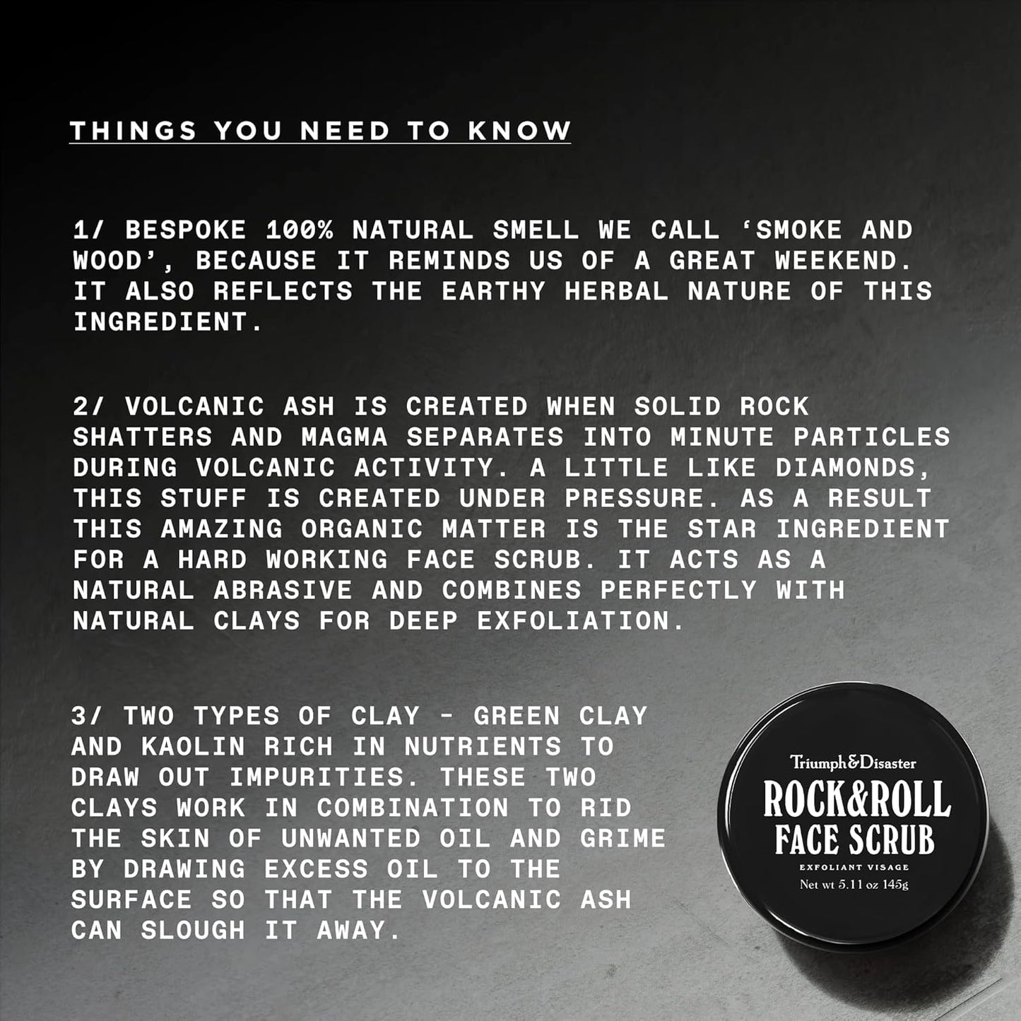 Triumph & Disaster | Rock & Roll Face Scrub for Men | Natural, Exfoliating Pore Cleansing Facial Scrub - Removing Blackheads and Dirt, 5.11 Oz