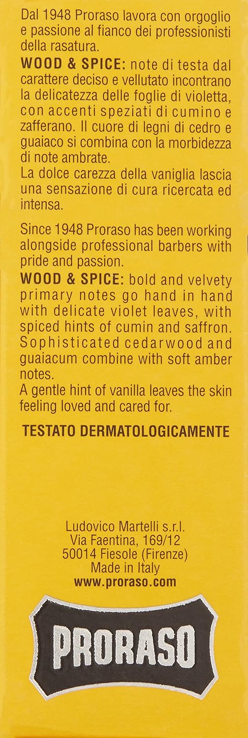 Proraso Cologne, Wood & Spice, 3.4 Fl Oz