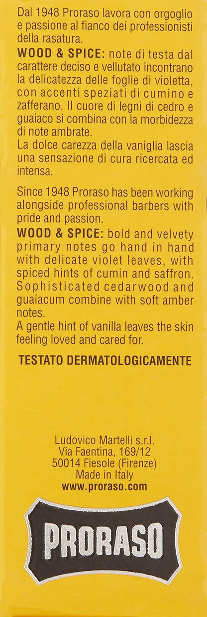Proraso Cologne, Wood & Spice, 3.4 Fl Oz