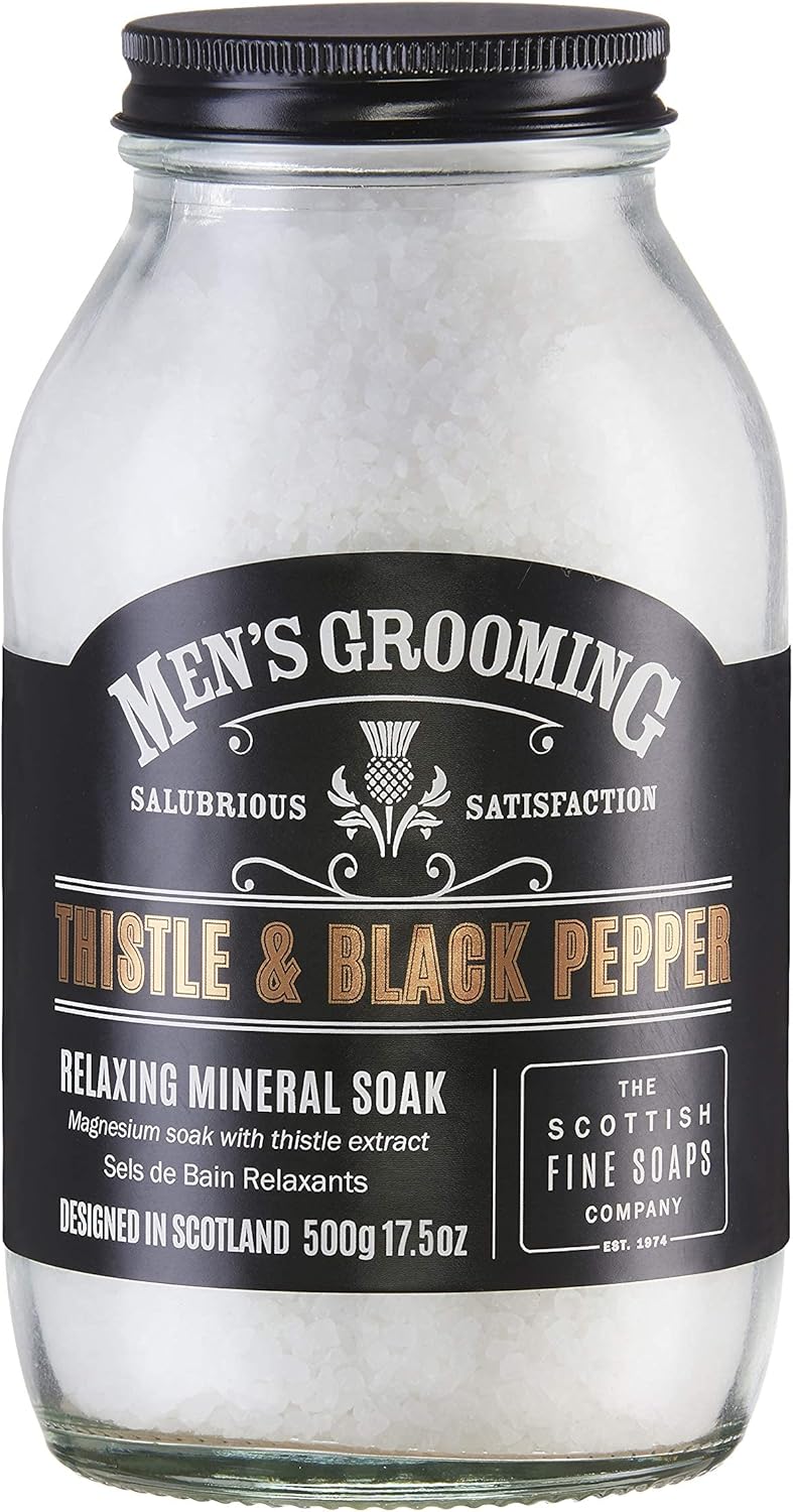 The Scottish Fine Soaps Company Thistle & Black Pepper Relaxing Soak 500Gm Glass Jar