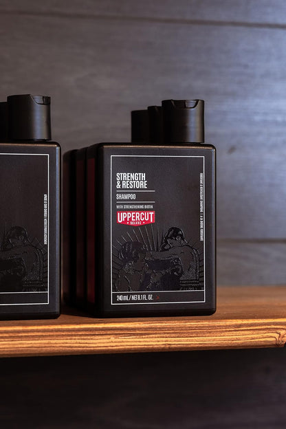 Uppercut Deluxe Strength and Restore Shampoo for All Hair Types & Infused with Biotin & Caffeine, 8.1 Fl. Oz. / 240 Ml