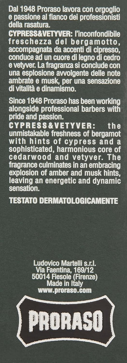 Proraso Eau De Cologne, Cypress and Vetyver, 3.4 Fl Oz