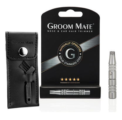 Groom Mate Platinum XL Nose & Ear Hair Trimmer with Leather Pouch & Brush - Engineered to Last a Lifetime - Made in USA