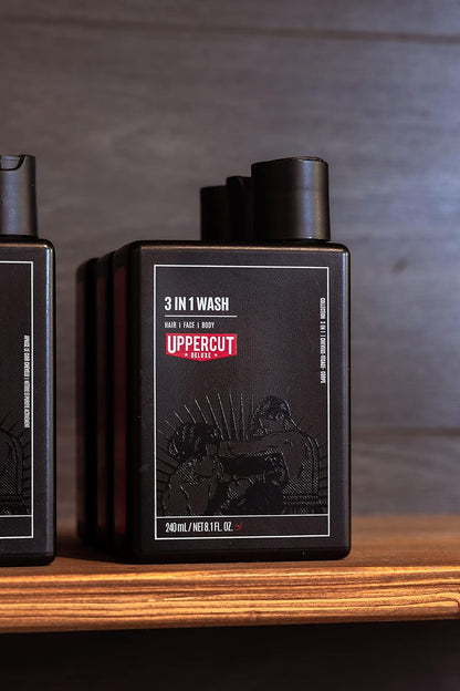 Uppercut Deluxe 3 in 1 Wash for Use on Hair Face & Body, a Gentle Wash Suitable for All Hair Types 8 Fl. Oz. / 240Ml