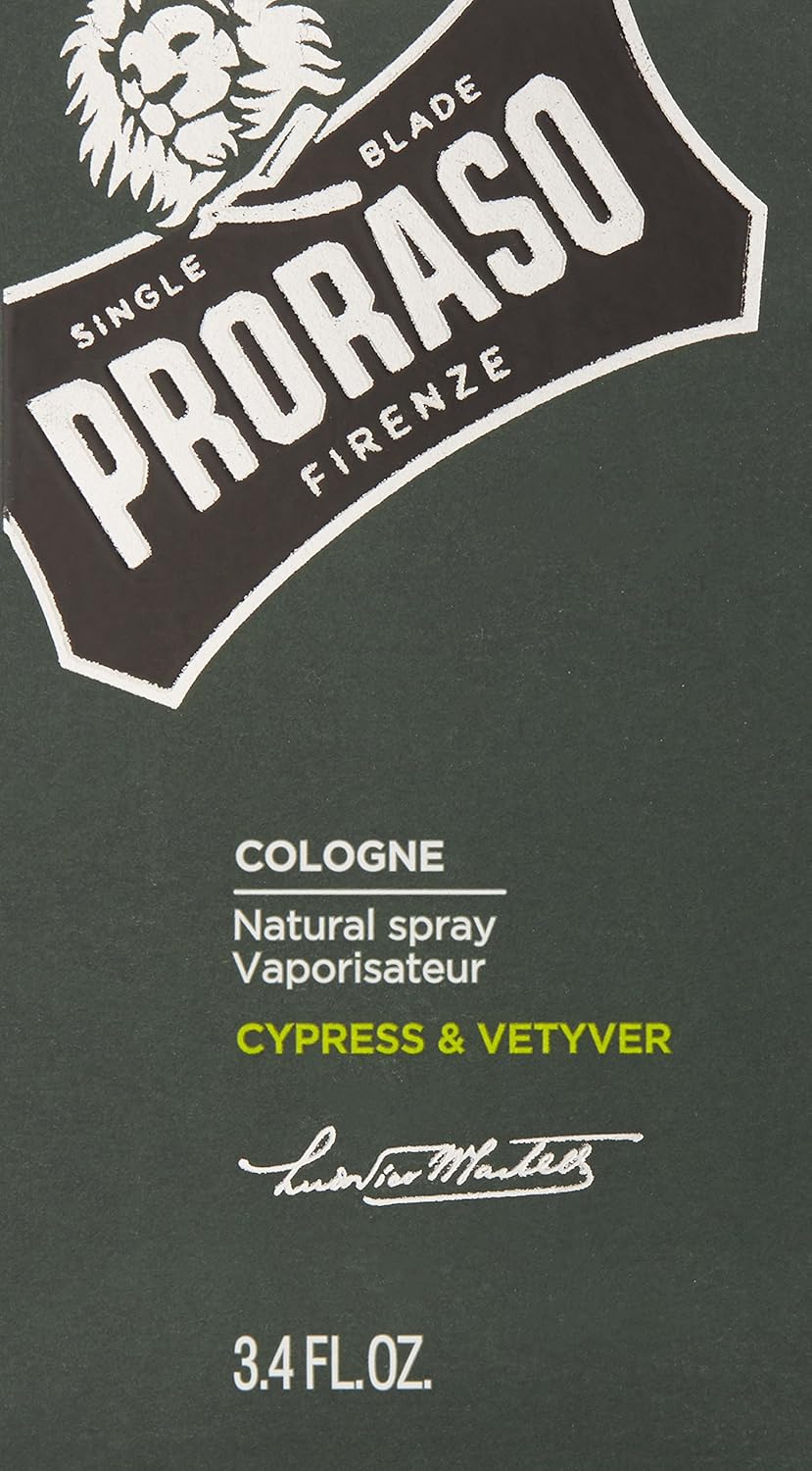 Proraso Eau De Cologne, Cypress and Vetyver, 3.4 Fl Oz