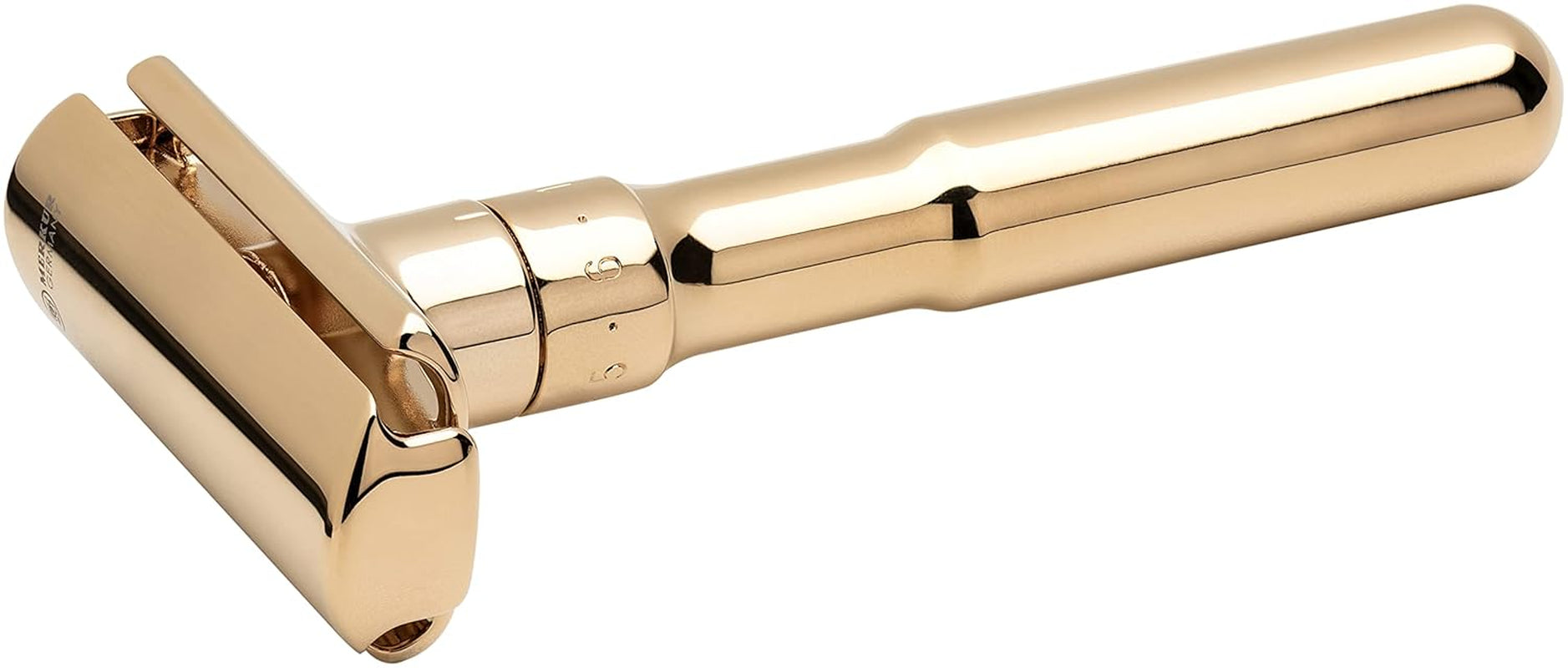 FUTUR 702 Adjustable Double Edge Safety Razor - Bright Gold, Adjustable Razor with Dial, Made in Germany, Plastic-Free, Snap-On Cap Design, Straight Bar