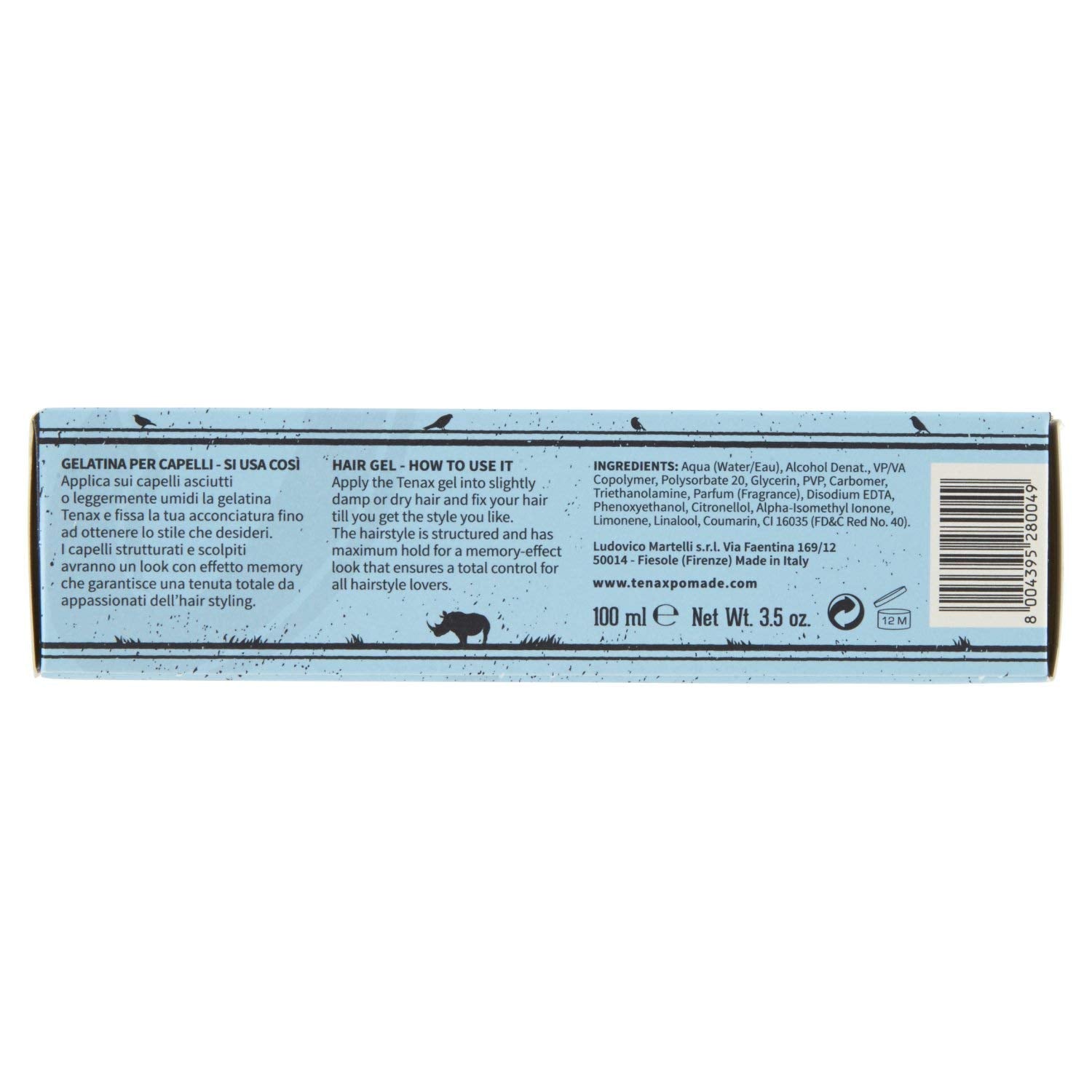 Tenax Gelatina Hair Styling Gel, Total Hold with Brilliant Shine, 14 Oz