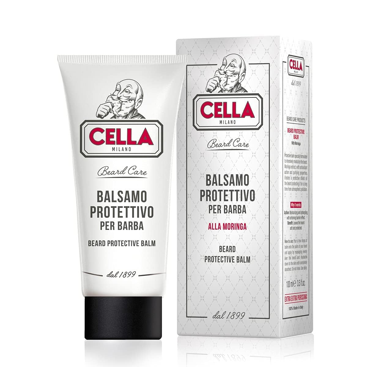 Cella Milano, Protective Beard & Mustache Balm, Conditions with Gentle Hold, 100 ML, Made in Italy