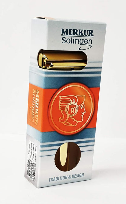 FUTUR 702 Adjustable Double Edge Safety Razor - Bright Gold, Adjustable Razor with Dial, Made in Germany, Plastic-Free, Snap-On Cap Design, Straight Bar