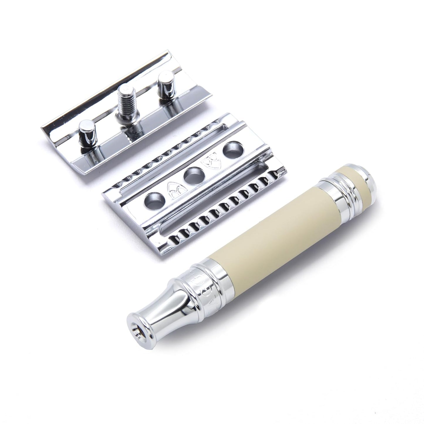 Edwin Jagger DES87RCBLAMZ Double Edge Safety Razor, Ivory Rubber Coated, Short Handle