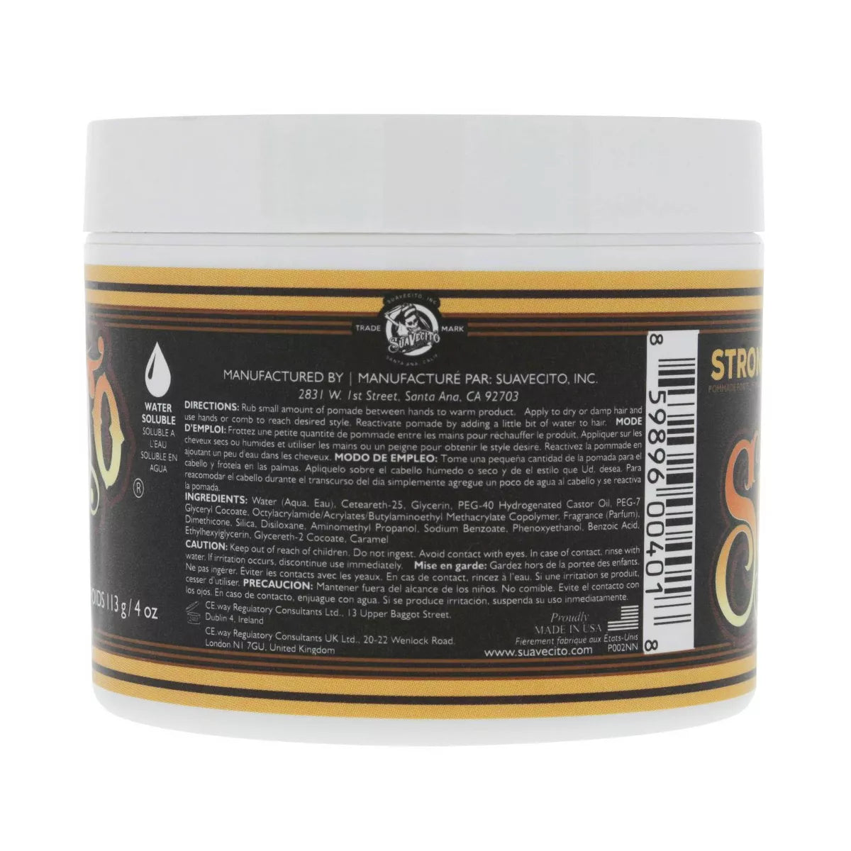 Suavecito Strong Hold Pomade - 4Oz