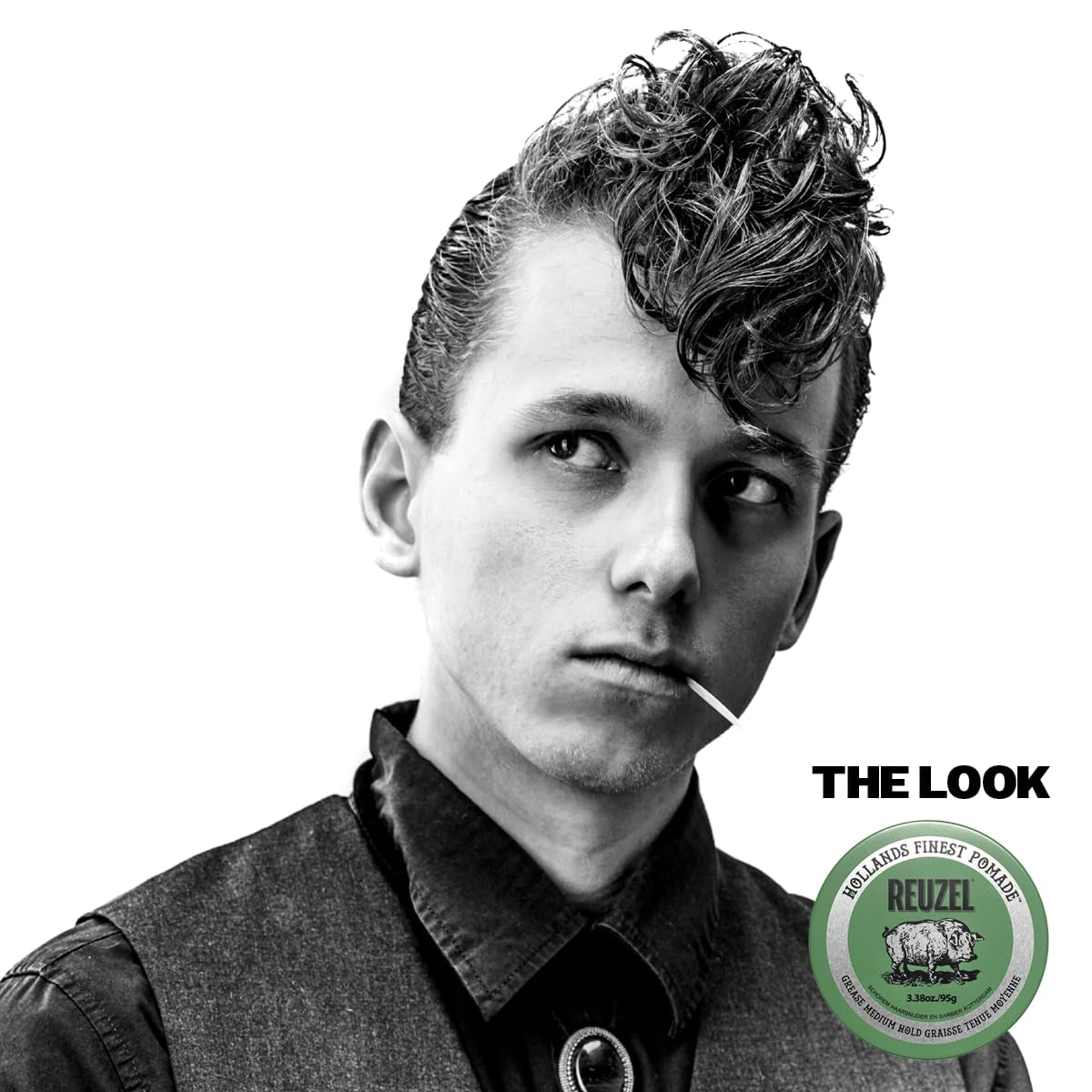 Reuzel Green Grease Pomade, Medium All Day Hold, Oil-Based Styling Wax, Medium Shine and Flake Free, Easy to Wash Out, for All Hair Types, 1.3 Oz